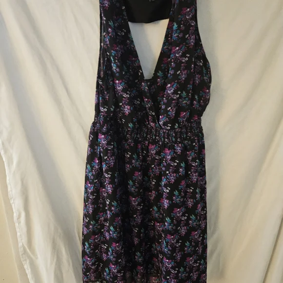 Torrid black purple and blue open back dress. Sz 3 - Picture 3 of 8